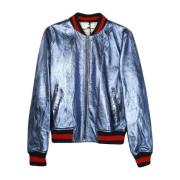 Pre-owned Leather outerwear Gucci Vintage , Blue , Heren