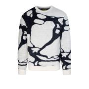 Witte Sweater Regular Fit Katoen Acryl Iuter , White , Heren