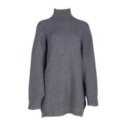 Grijze Boxy Mock Neck Cashmere Sweater Liviana Conti , Gray , Dames