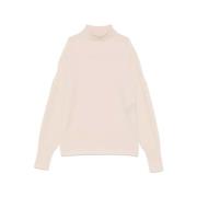 Roomwit Gebreide Turtleneck Sweater D.Exterior , Beige , Dames