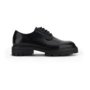 Zwarte Leren Veterschoenen Hogan , Black , Heren