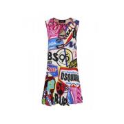 Mouwloze tuniekjurk met logoprint Dsquared2 , White , Dames