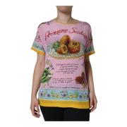 Zijden Araneine Print Korte Mouw Top Dolce & Gabbana , Multicolor , Da...