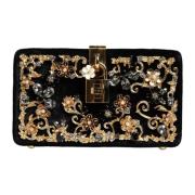 Velvet Floral Crystal Clutch met hangslot Dolce & Gabbana , Multicolor...