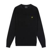 Katoen Merino Crew Neck Trui Lyle & Scott , Black , Heren