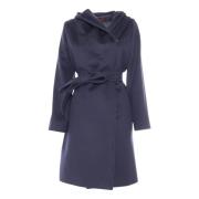 Blauwe Wollen Jas met Wijde Capuchon Max Mara , Blue , Dames