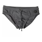 Donkergrijze Swim Brief met Logo Dolce & Gabbana , Gray , Heren