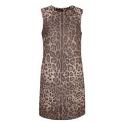 Luipaard Jacquard Midi Jurk Dolce & Gabbana , Brown , Dames