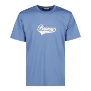 Katoenen T-shirt met Logo Print Barrow , Blue , Heren