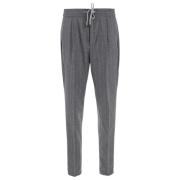 Stijlvolle Gestreepte Wollen Broek Brunello Cucinelli , Gray , Heren