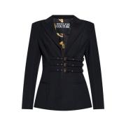 Zwarte blazer met gesp sluiting Versace Jeans Couture , Black , Dames