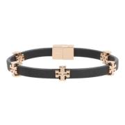 Stijlvol logo bedel imitatie leren armband Tory Burch , Black , Dames