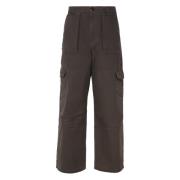 Khaki Twill Cargo Broek met Logo Acne Studios , Green , Heren