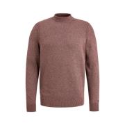 Katoenmix Mock Neck Sweater Cast Iron , Brown , Heren