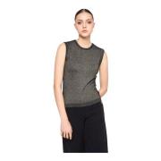 Lamé Gebreide Tanktop Ronde Hals Silvian Heach , Black , Dames