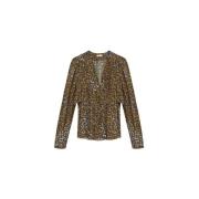 Gedrukte V-hals Blouse met Lange Mouwen Isabel Marant Étoile , Brown ,...