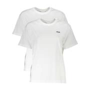 Iconisch Logo T-Shirt Twee Pack Wit Fila , White , Dames