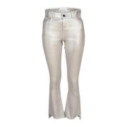 Metallic Flared Jeans met Asymmetrische Zoom Liviana Conti , Gray , Da...