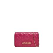 Fuchsia Schoudertas met Gouden Details Moschino , Pink , Dames