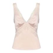 Roze Kant Top V-Hals Poeder Guess , Pink , Dames