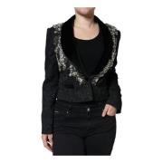 Kristallen bloemenblazer met zijden voering Dolce & Gabbana , Black , ...