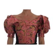 Roze Metallic Puff Sleeve Cropped Top Dolce & Gabbana , Pink , Dames