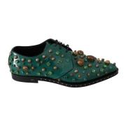 Kristalversierde leren loafers Dolce & Gabbana , Green , Dames