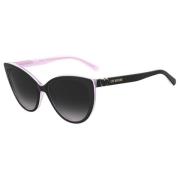 Zwarte Acetaat Dames Zonnebril Love Moschino , Black , Dames