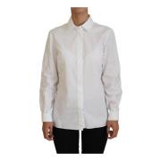 Witte Poplin Shirt met Logodetails Dolce & Gabbana , White , Dames