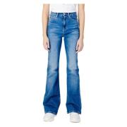 Hoge Taille Flare Jeans Blauw Effen Tommy Jeans , Blue , Dames