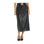 Leren effect midi rok Alma EN Pena , Black , Dames