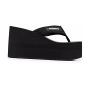 Zwarte Logo Patch Teenslippers Coperni , Black , Dames