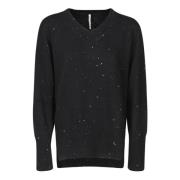 Zachte Mix Stof Sweater voor Koelere Seizoenen Liviana Conti , Black ,...