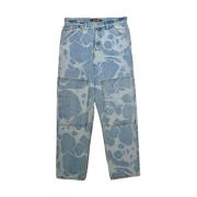 Marmer Jacquard Knie Pads Denim Jeans Iuter , Blue , Heren