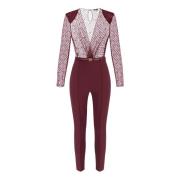 Rode Broek met Diagonaal Ontwerp Elisabetta Franchi , Red , Dames