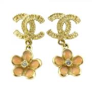 Pre-owned Fabric earrings Chanel Vintage , Yellow , Dames