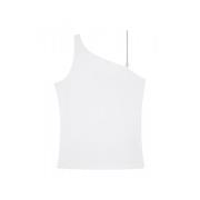 Geribbeld katoenen asymmetrische top met kettingband Givenchy , White ...