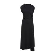 Zwarte Asymmetrische Drape Midi Jurk Victoria Beckham , Black , Dames