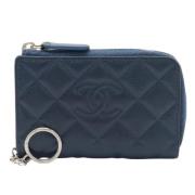 Pre-owned Leather wallets Chanel Vintage , Blue , Dames