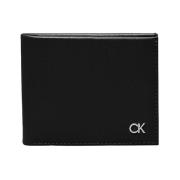 Metalen Plaat Portemonnee met Logo Calvin Klein , Black , Heren