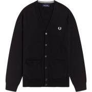 Merino Katoen Klassieke Vest Zwart Fred Perry , Black , Heren