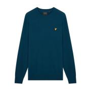 Blauwe Katoen Merino Crew Jumper Lyle & Scott , Blue , Heren