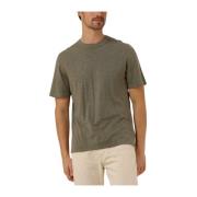 Groen Linnen Gebreid T-shirt Selected Homme , Green , Heren