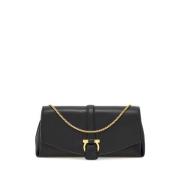 Zwarte leren schoudertas met Gancini gesp Salvatore Ferragamo , Black ...