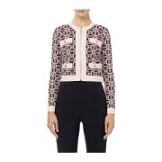 Cardigan met logomotief en zakken Elisabetta Franchi , Brown , Dames