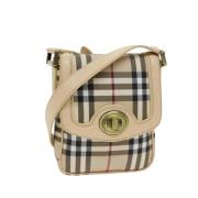 Pre-owned Leather shoulder-bags Burberry Vintage , Beige , Dames