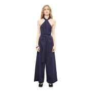 Gordel Technische Poplin Jumpsuit MeiMeiJ , Blue , Dames