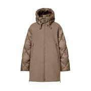 Quilted Parts Hooded Jacket Goldbergh , Brown , Dames