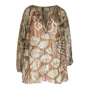 Chiffon Blouse Layla met Lurex Details Mes Demoiselles , Brown , Dames