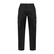 Zwarte Katoenen Rechte Broek Mannen Moncler , Black , Heren